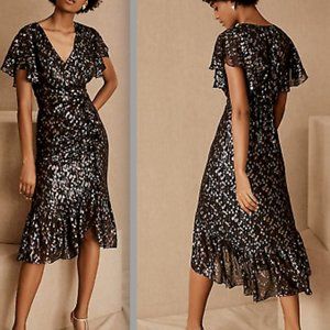Mestiza x Anthropologie Metallic Polka Dot Silk Dress - Size 4